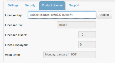 Product License Settings